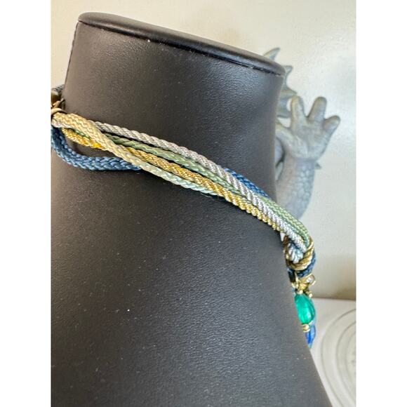 Blue, green, turquoise colored cha Cha on cords.  16” - Picture 4 of 7